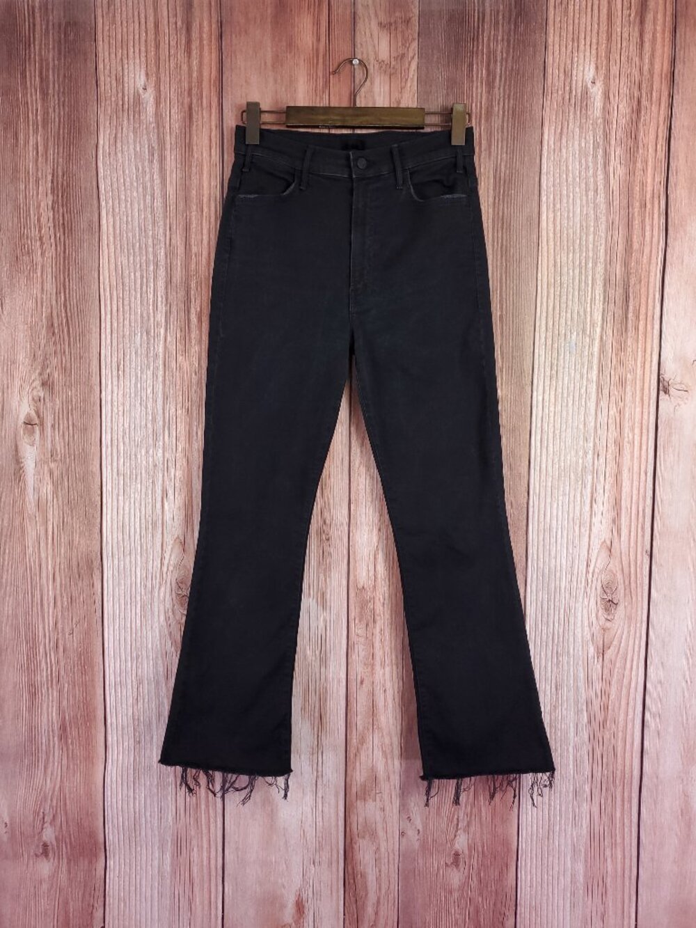 *READ* Mother Jeans The Hustle Ankle Fray Not Guilty Womens 28 Raw Hem Black